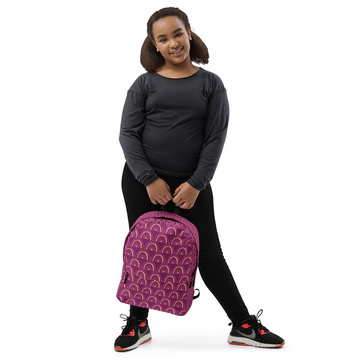 Trendy Pink Geometric Student Backpack | Modern Daypack for Back to School & College