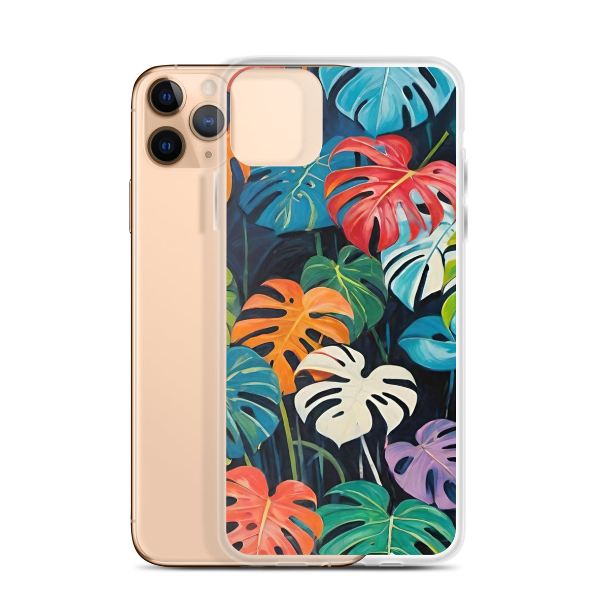 Vibrant Monstera Leaves Clear Case for iPhone 11 Pro Max