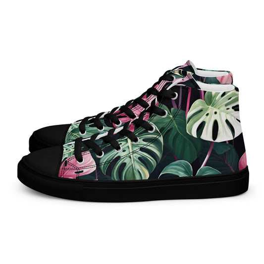 Monstera Leaf High Top Canvas Shoes | Tropical Plant Lover Sneakers