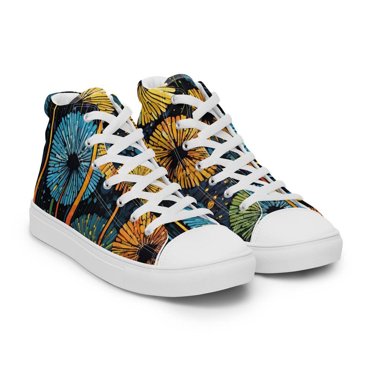 Dandelion Wish High Top Canvas Shoes | Hand-Drawn Botanical Sneakers