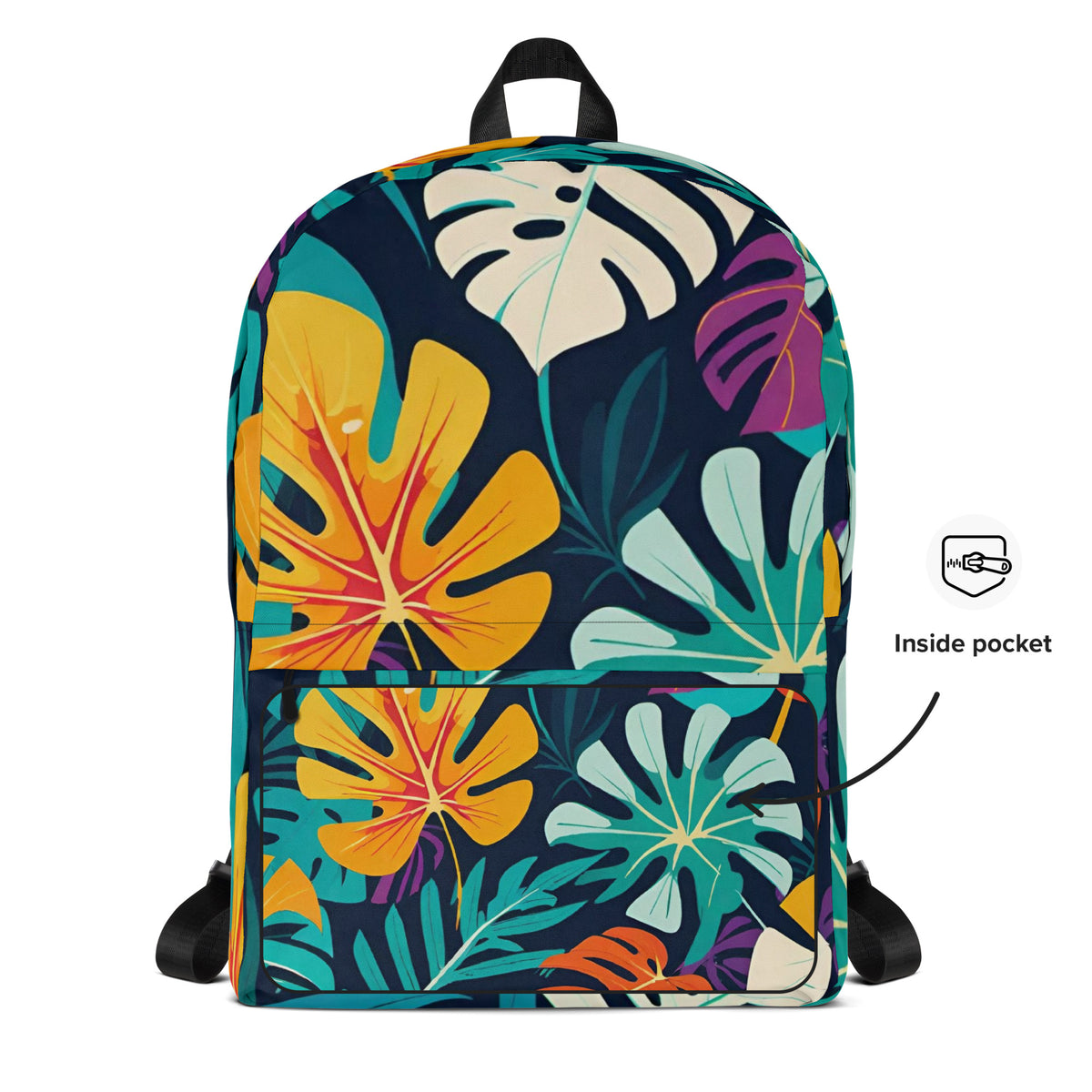 Tropical Leaves Rainbow Daypack | Vibrant Student Backpack