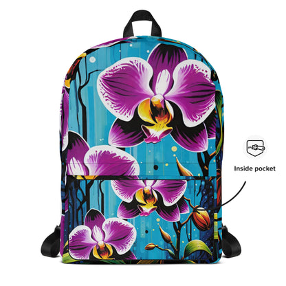 Purple Orchid Student Backpack | Stylish Floral Daypack for Back to School
