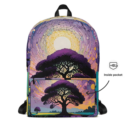 Wisteria Tree Student Backpack | Dreamy Purple Landscape Daypack for Back to School