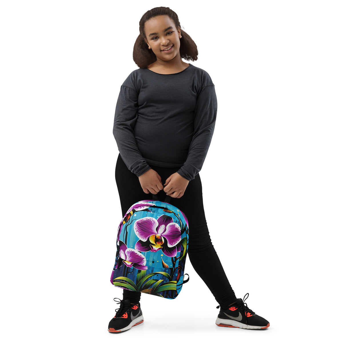 Purple Orchid Student Backpack | Stylish Floral Daypack for Back to School
