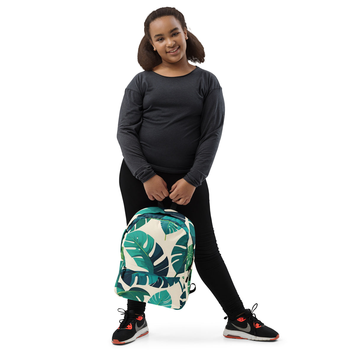 Teal Monstera Student Backpack | Tropical Daypack for Back to School & College