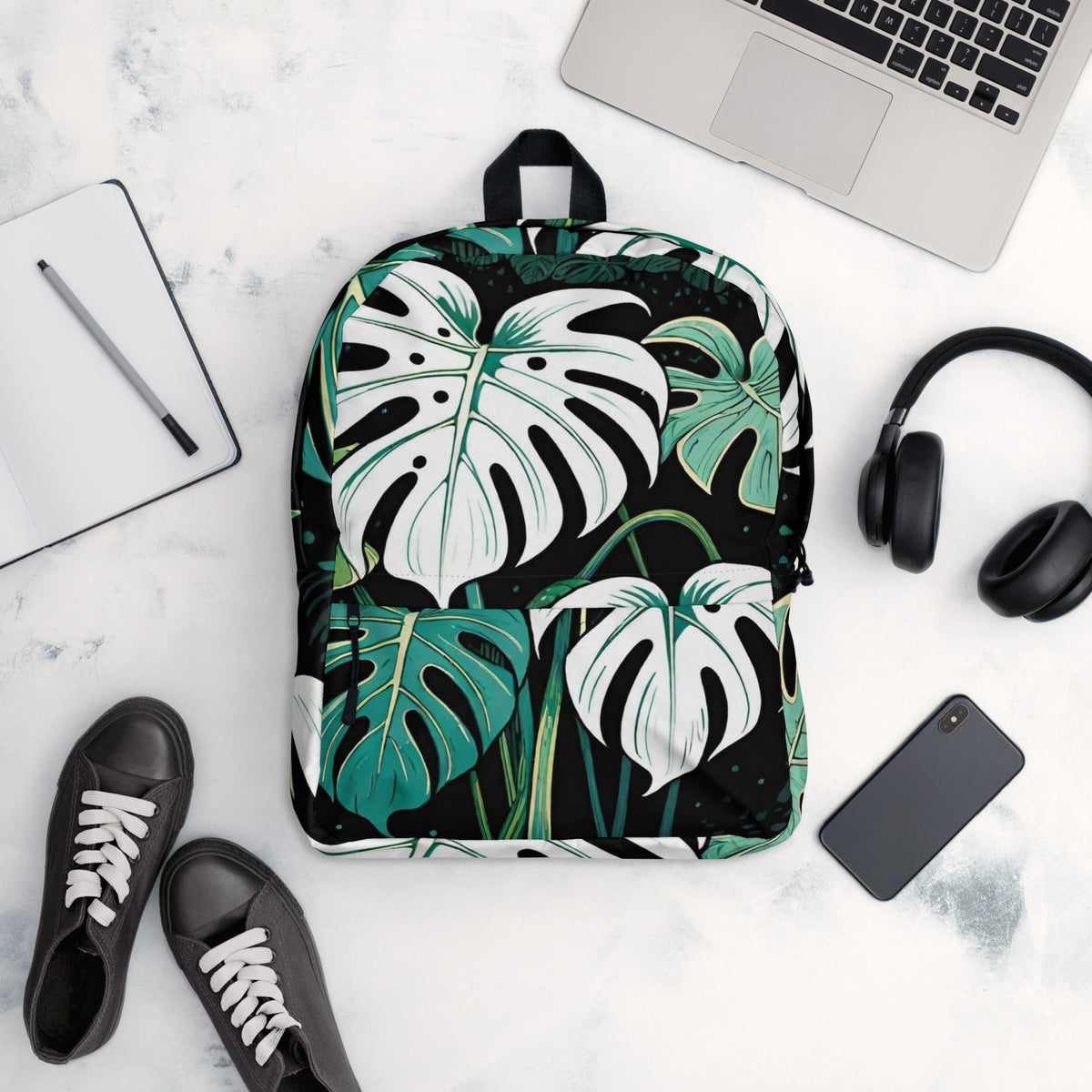 Tropical Monstera Leaf Backpack | Stylish Student Daypack