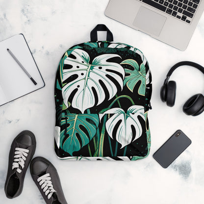 Tropical Monstera Leaf Backpack | Stylish Student Daypack
