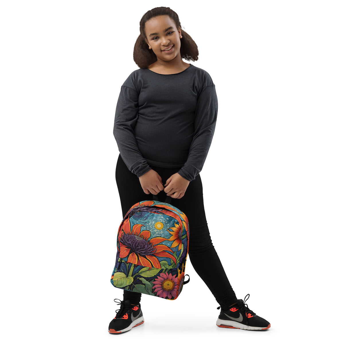 Vibrant Sunflower Backpack | Rainbow Floral Student Daypack by O'Mama Hills