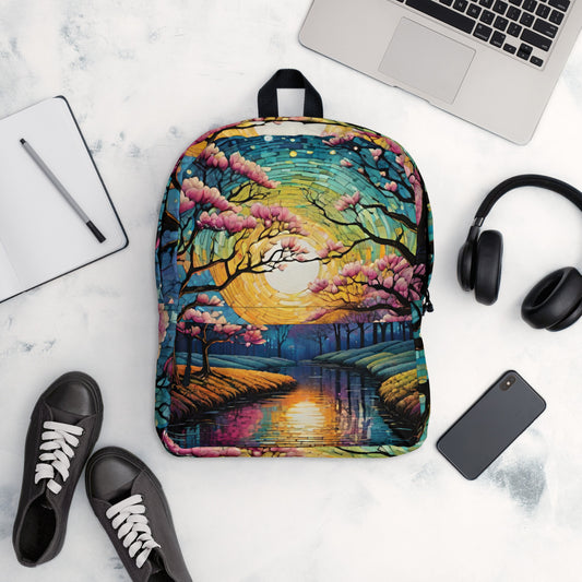 Sakura cherry blossom floral print student backpack for back to school and college