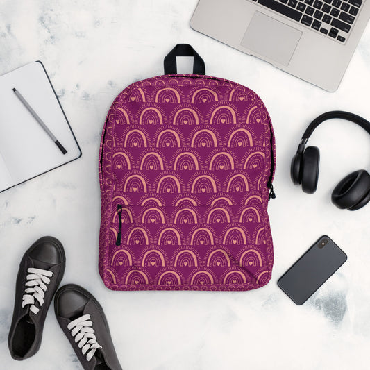 Trendy pink geometric modern print student backpack for back to school