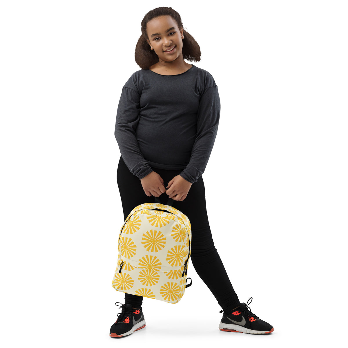 Sunburst Yellow Backpack | Retro Geometric College Daypack by O'Mama Hills