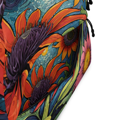 Vibrant Sunflower Backpack | Rainbow Floral Student Daypack by O'Mama Hills