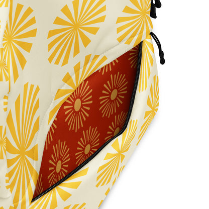 Sunburst Yellow Backpack | Retro Geometric College Daypack by O'Mama Hills