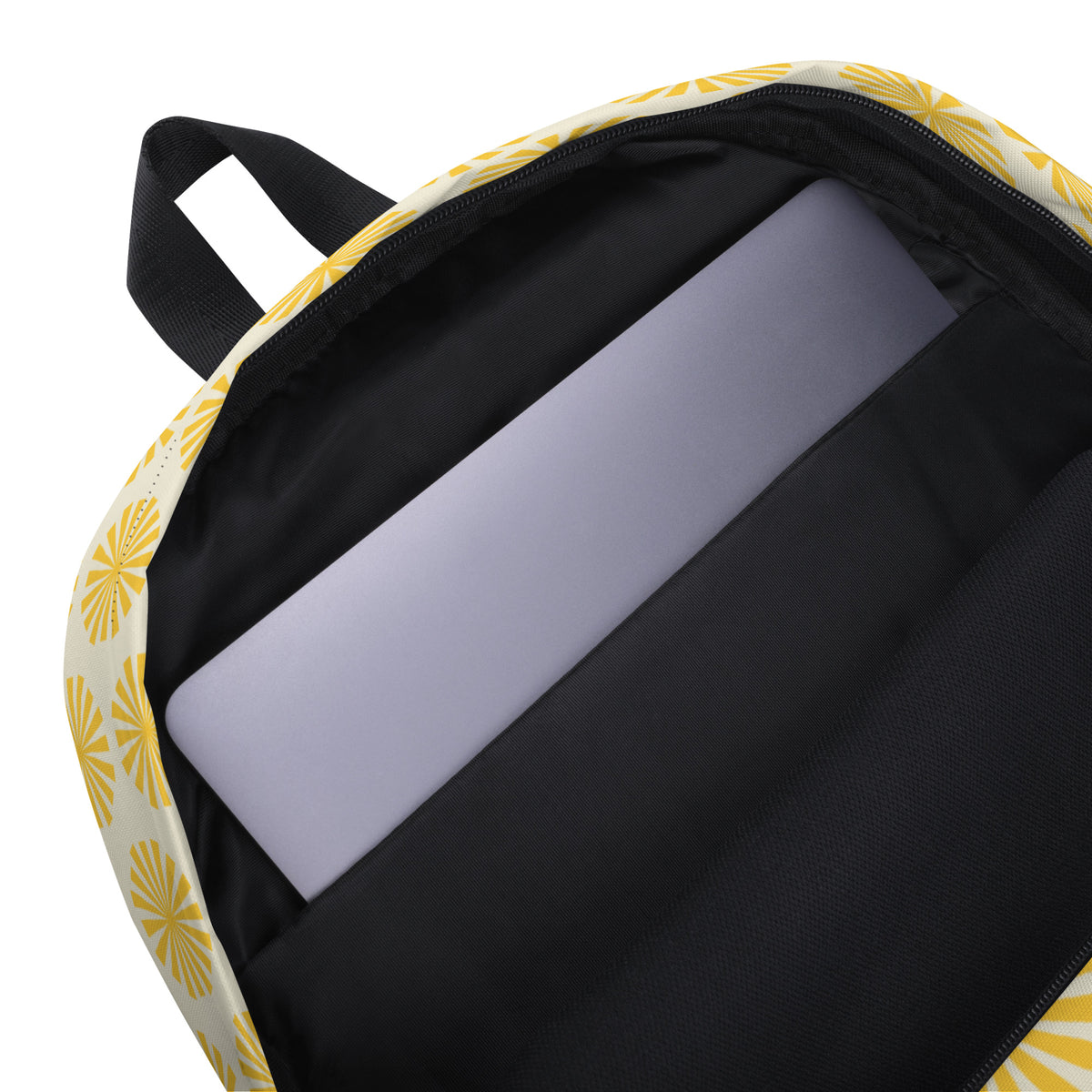 Sunburst Yellow Backpack | Retro Geometric College Daypack by O'Mama Hills