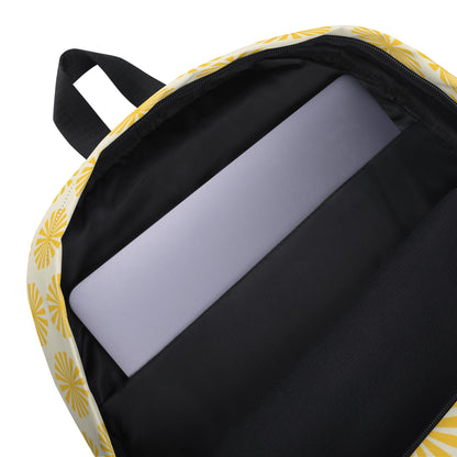 Sunburst Yellow Backpack | Retro Geometric College Daypack by O'Mama Hills