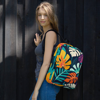 Tropical Leaves Rainbow Daypack | Vibrant Student Backpack