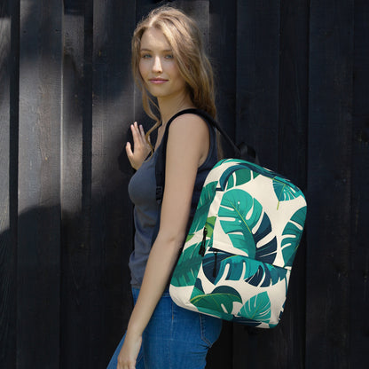 Teal Monstera Student Backpack | Tropical Daypack for Back to School & College