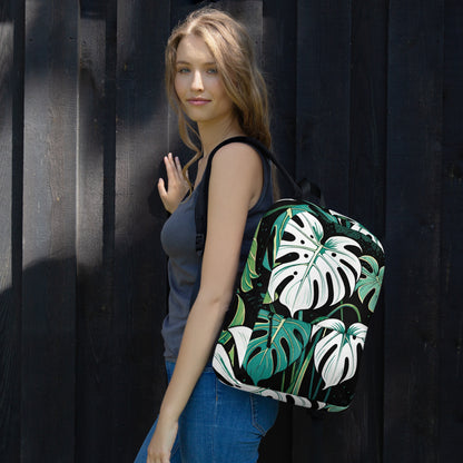 Tropical Monstera Leaf Backpack | Stylish Student Daypack