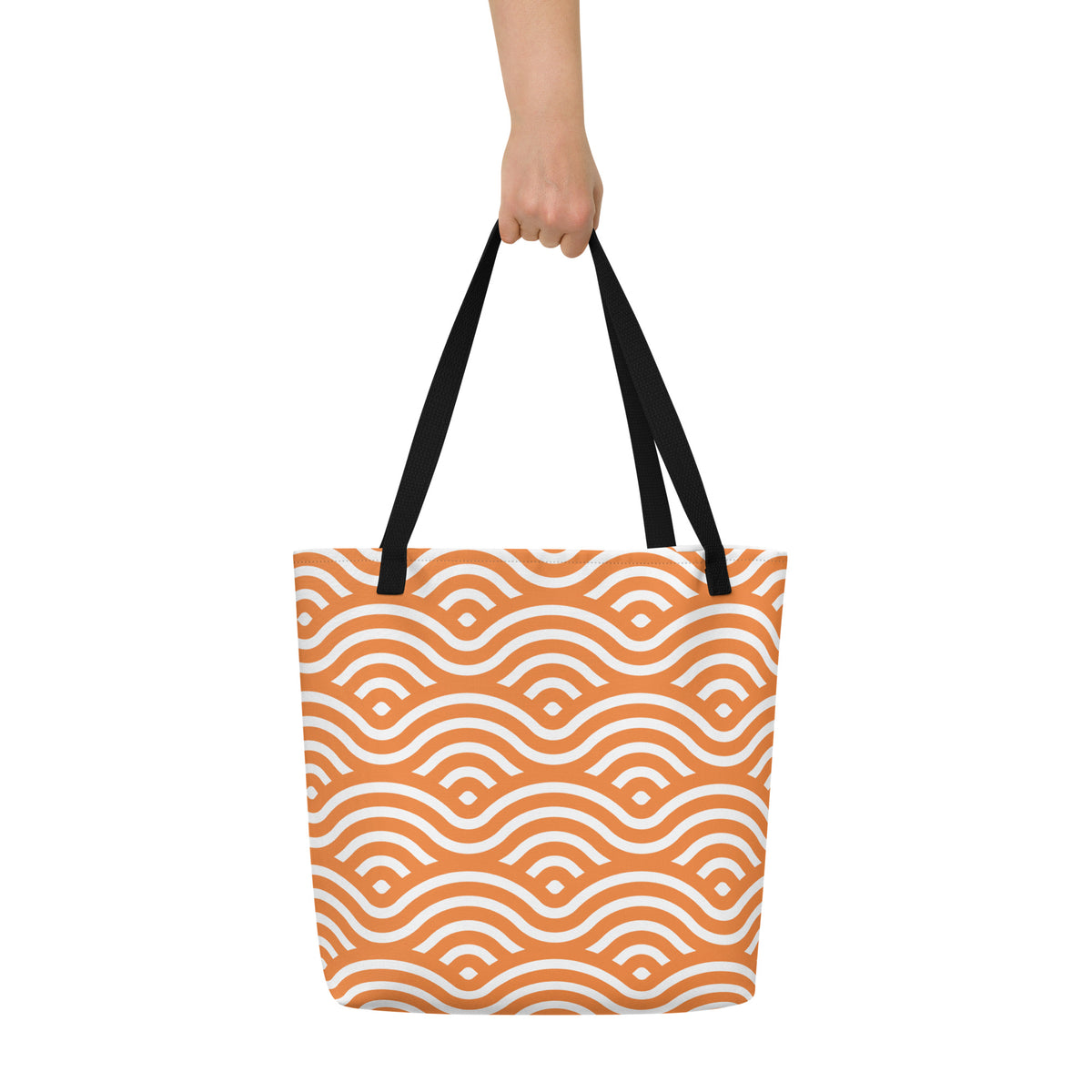 Japanese Seigaiha Wave Large Tote Bag | Colorful Carryall