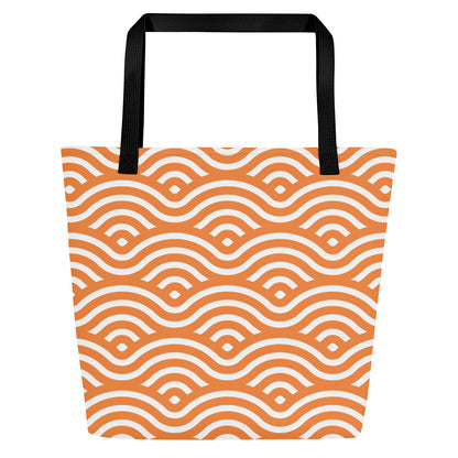 Japanese Seigaiha Wave Large Tote Bag | Colorful Carryall