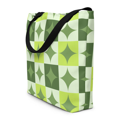 Trendy chic all-over print tote bag for women with stylish artwork on durable canvas material