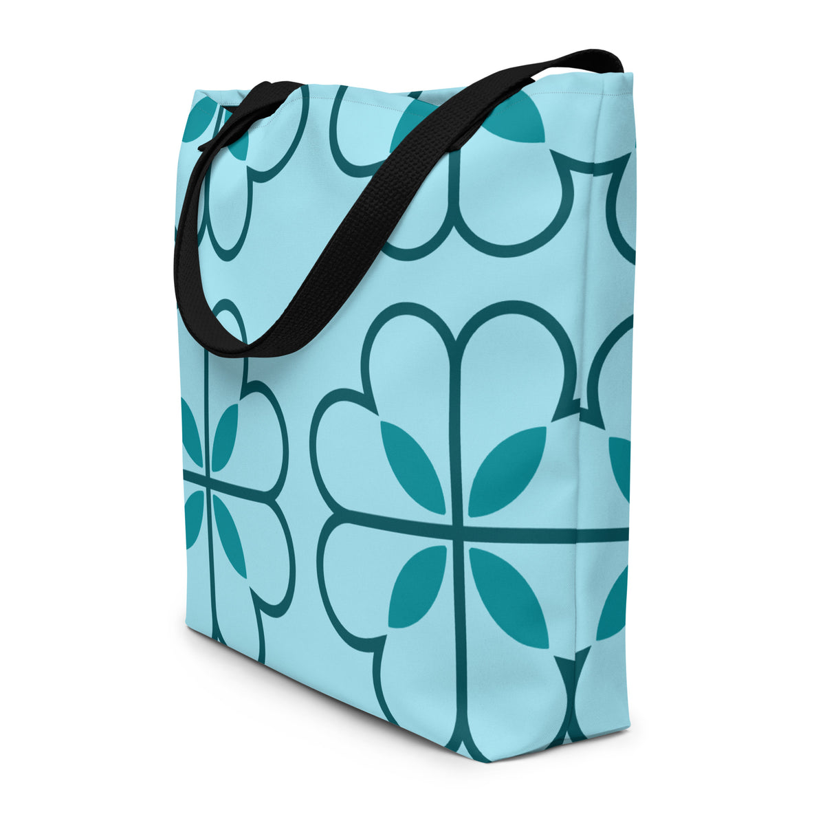 Stylish all-over print tote bag with versatile colorful artwork on durable eco-friendly canvas