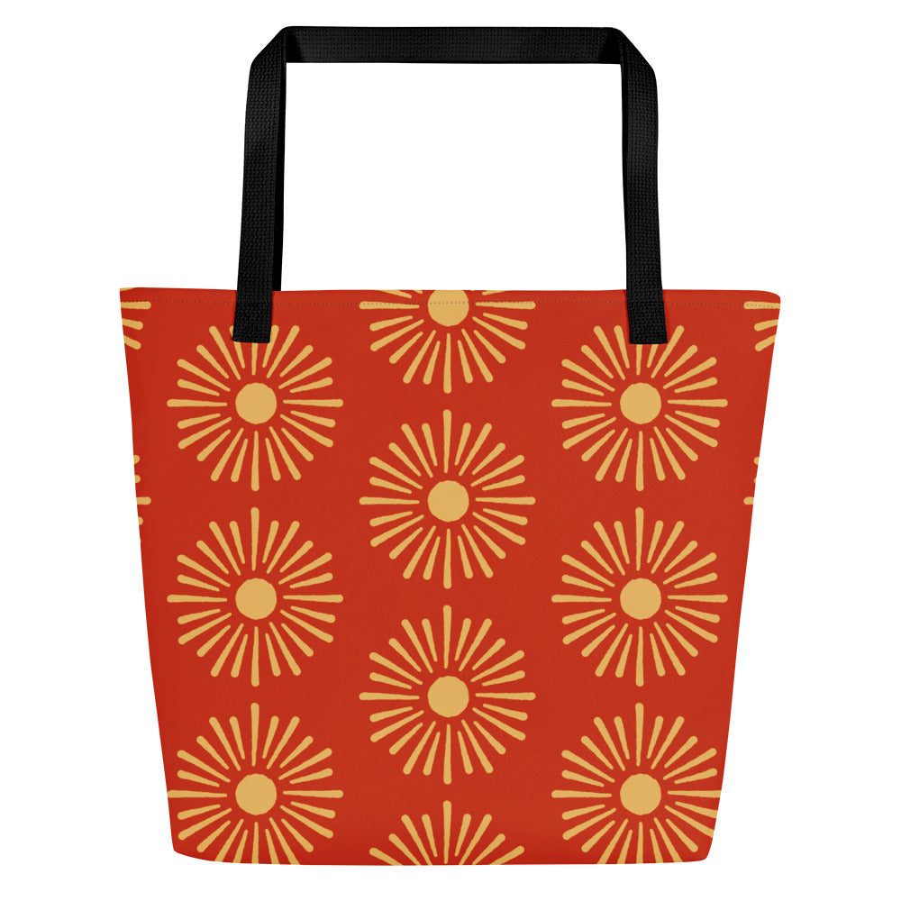 Hand-Designed Vibrant All-Over Print XL Tote | Extra Large Bold Canvas