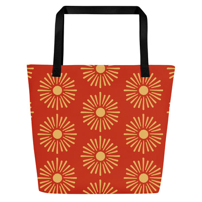 Hand-Designed Vibrant All-Over Print XL Tote | Extra Large Bold Canvas