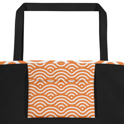 Japanese Seigaiha Wave Large Tote Bag | Colorful Carryall