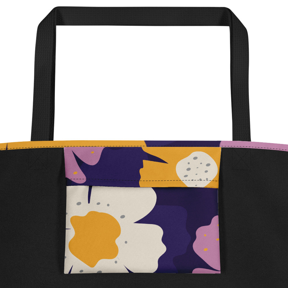 Hand-Designed Botanical Floral Tote | Elegant Flower Print Carryall