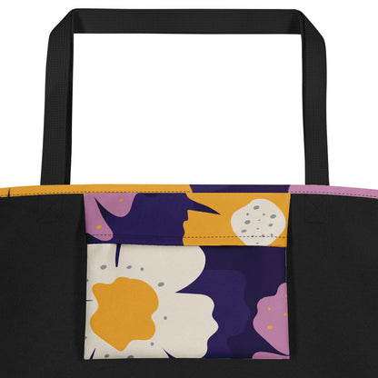 Hand-Designed Botanical Floral Tote | Elegant Flower Print Carryall