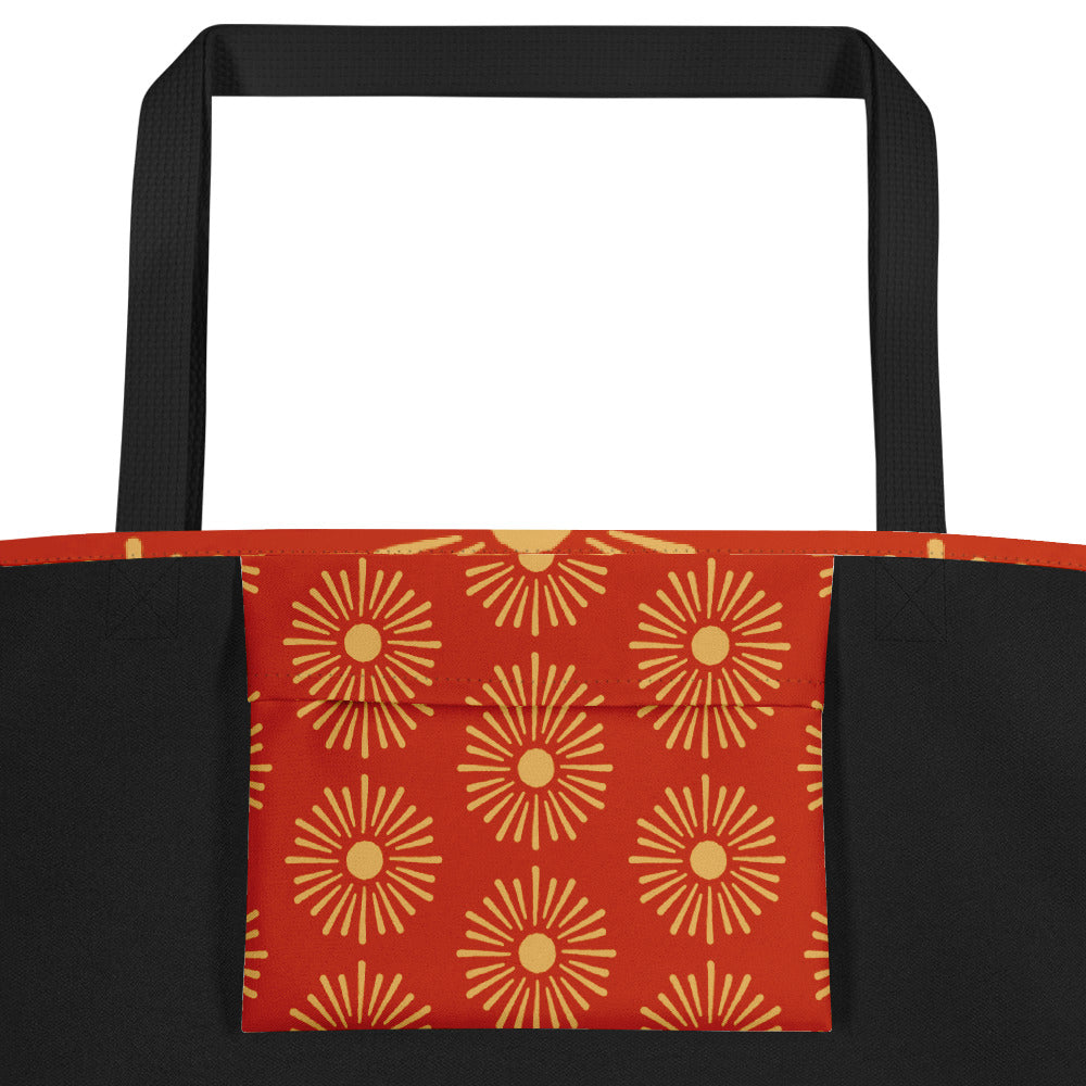 Hand-Designed Vibrant All-Over Print XL Tote | Extra Large Bold Canvas