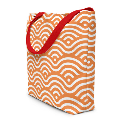 Japanese Seigaiha Wave Large Tote Bag | Colorful Carryall