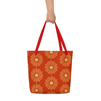 Hand-Designed Vibrant All-Over Print XL Tote | Extra Large Bold Canvas