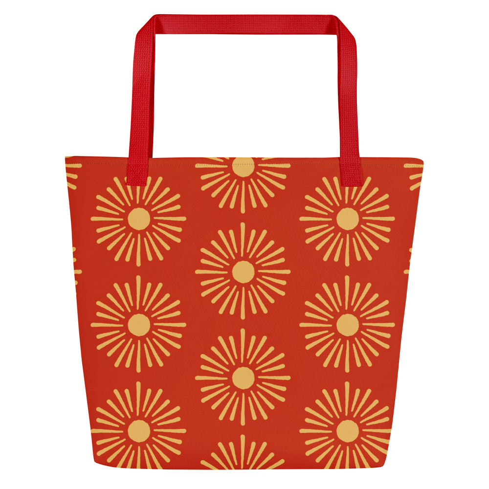 Hand-Designed Vibrant All-Over Print XL Tote | Extra Large Bold Canvas