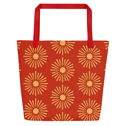 Hand-Designed Vibrant All-Over Print XL Tote | Extra Large Bold Canvas