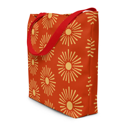 Hand-Designed Vibrant All-Over Print XL Tote | Extra Large Bold Canvas