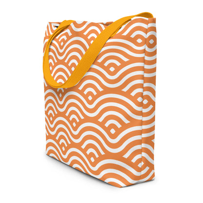 Japanese Seigaiha Wave Large Tote Bag | Colorful Carryall