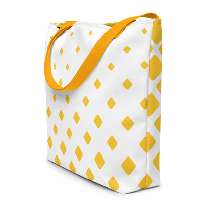 Yellow sunny all-over print tote bag with bright cheerful design