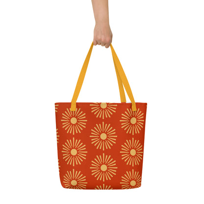 Hand-Designed Vibrant All-Over Print XL Tote | Extra Large Bold Canvas