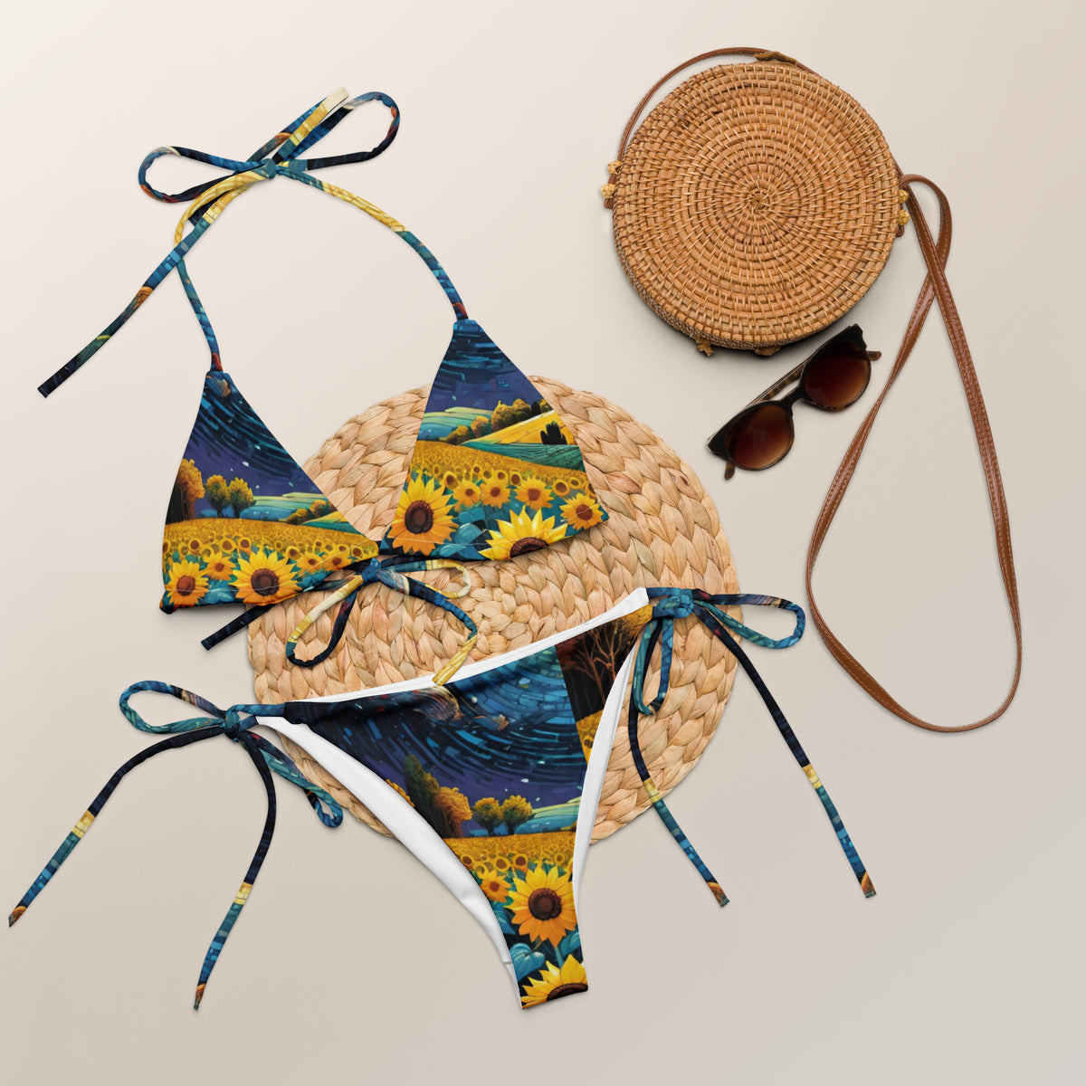 Sustainable Eco-Friendly Recycled String Bikini | All-Over Print Swimwear