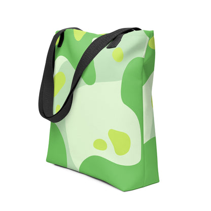 Hand-designed eco-friendly canvas tote bag on white background