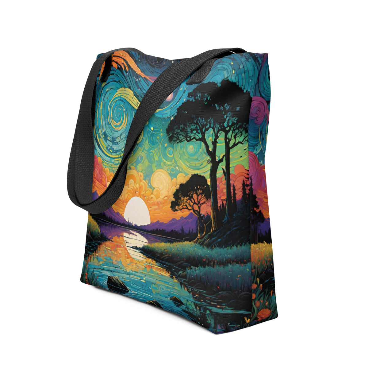 Eco-friendly hand-designed canvas tote bag with original artwork on sustainable material