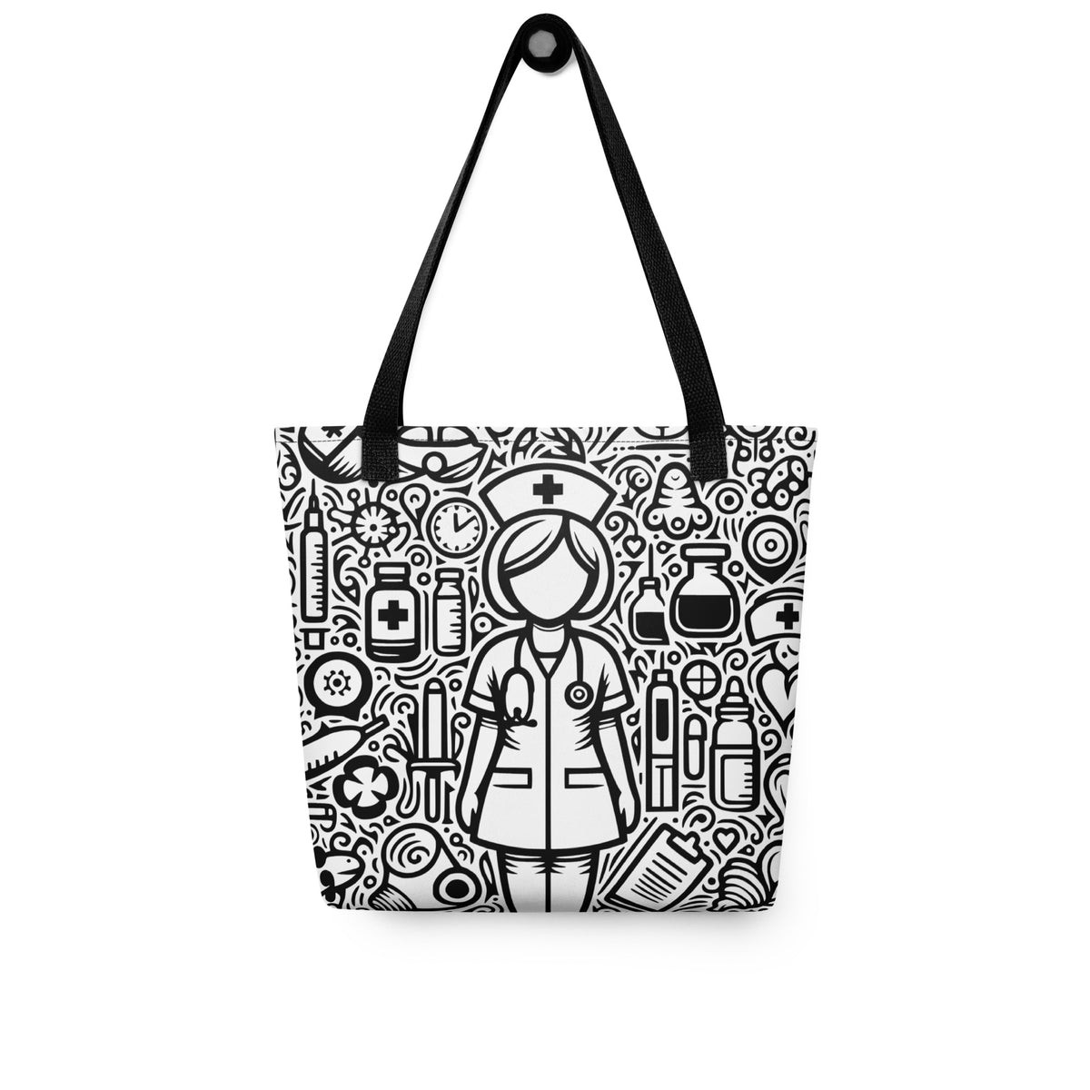 Whimsical Nurse Doodle Tote Bag | Healthcare Worker Gift