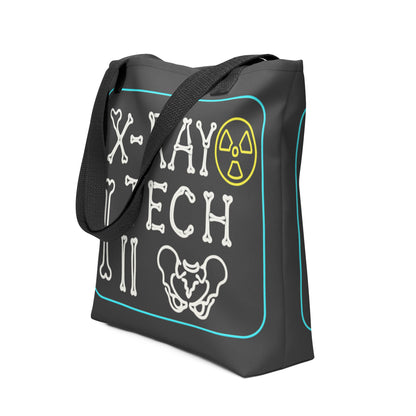 X-Ray Tech Neon Tote bag, Vibrant Rad Tech Bones Print Medical Care...