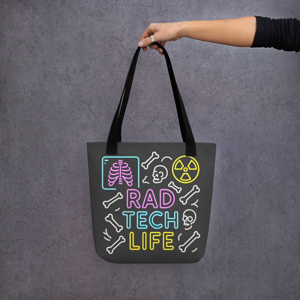 X-Ray Tech Neon Tote bag, Rad Tech Life Skeleton Bones Gift, Stylis...