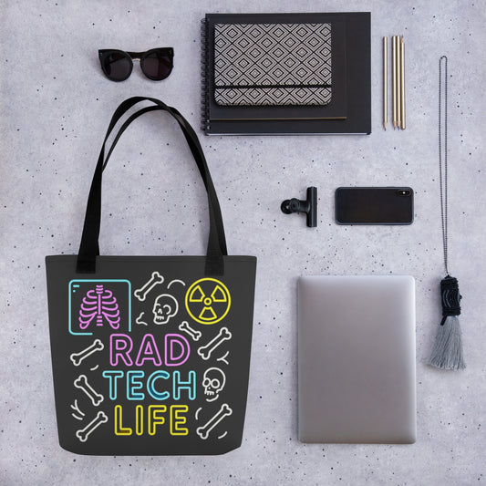 X-Ray Tech Neon Tote bag, Rad Tech Life Skeleton Bones Gift, Stylis...