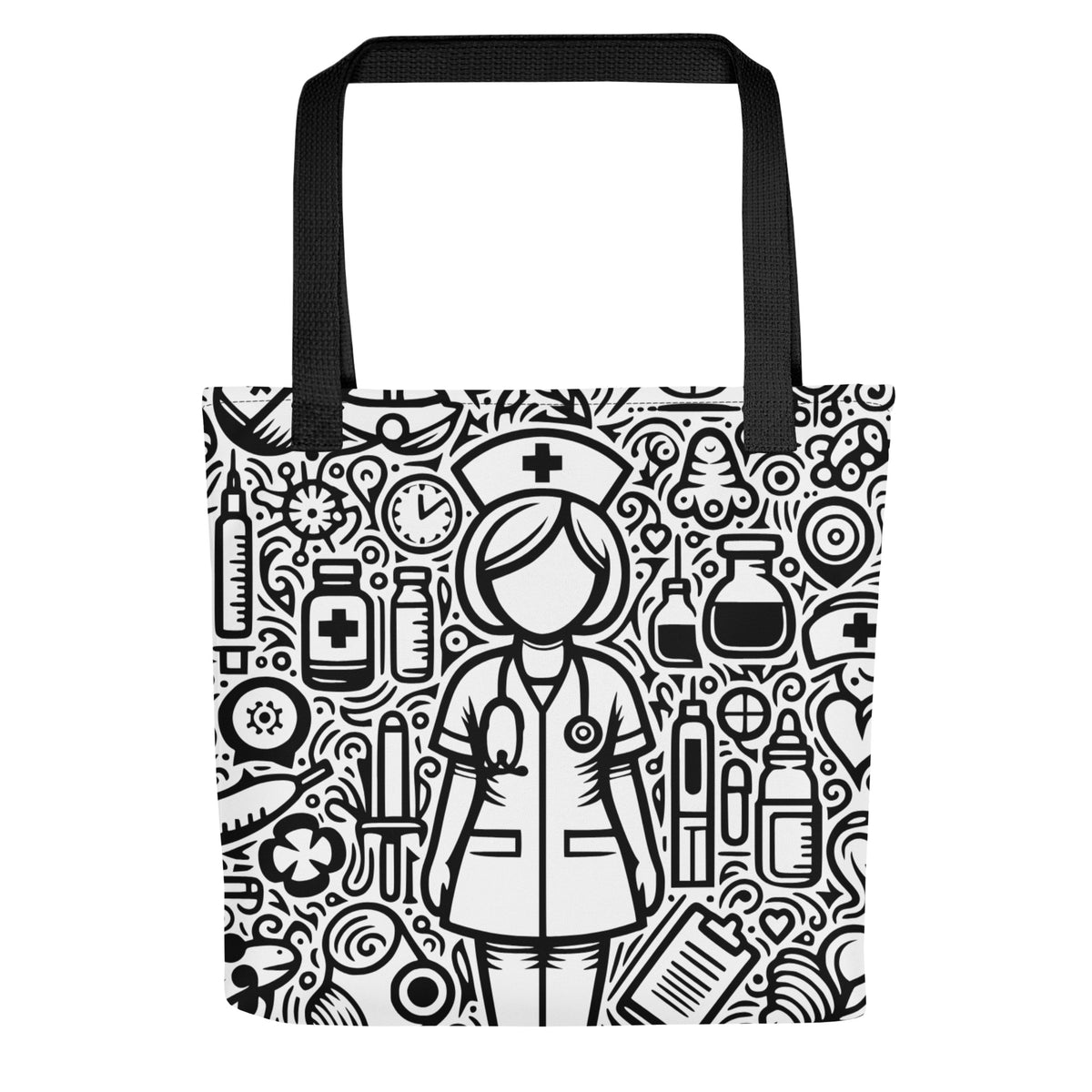 Whimsical Nurse Doodle Tote Bag | Healthcare Worker Gift