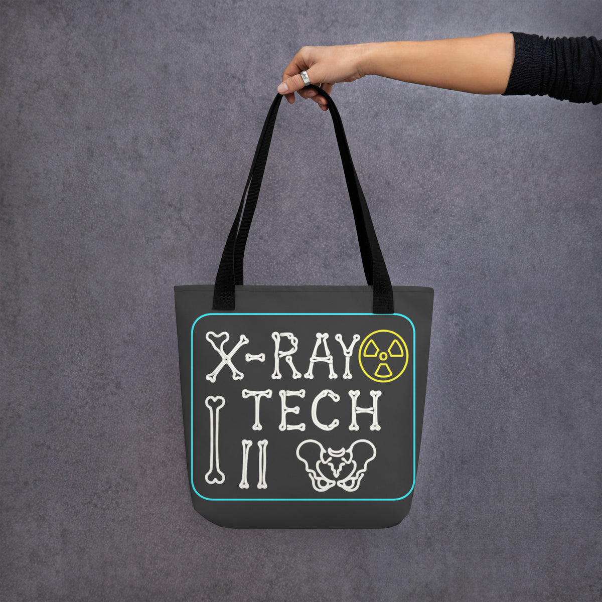 X-Ray Tech Neon Tote bag, Vibrant Rad Tech Bones Print Medical Care...