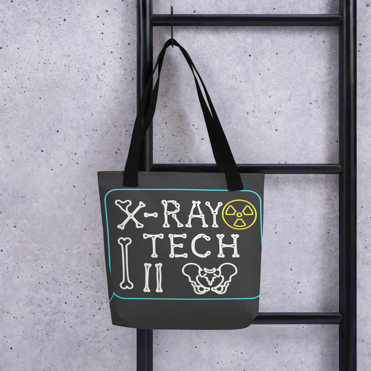 X-Ray Tech Neon Tote bag, Vibrant Rad Tech Bones Print Medical Care...